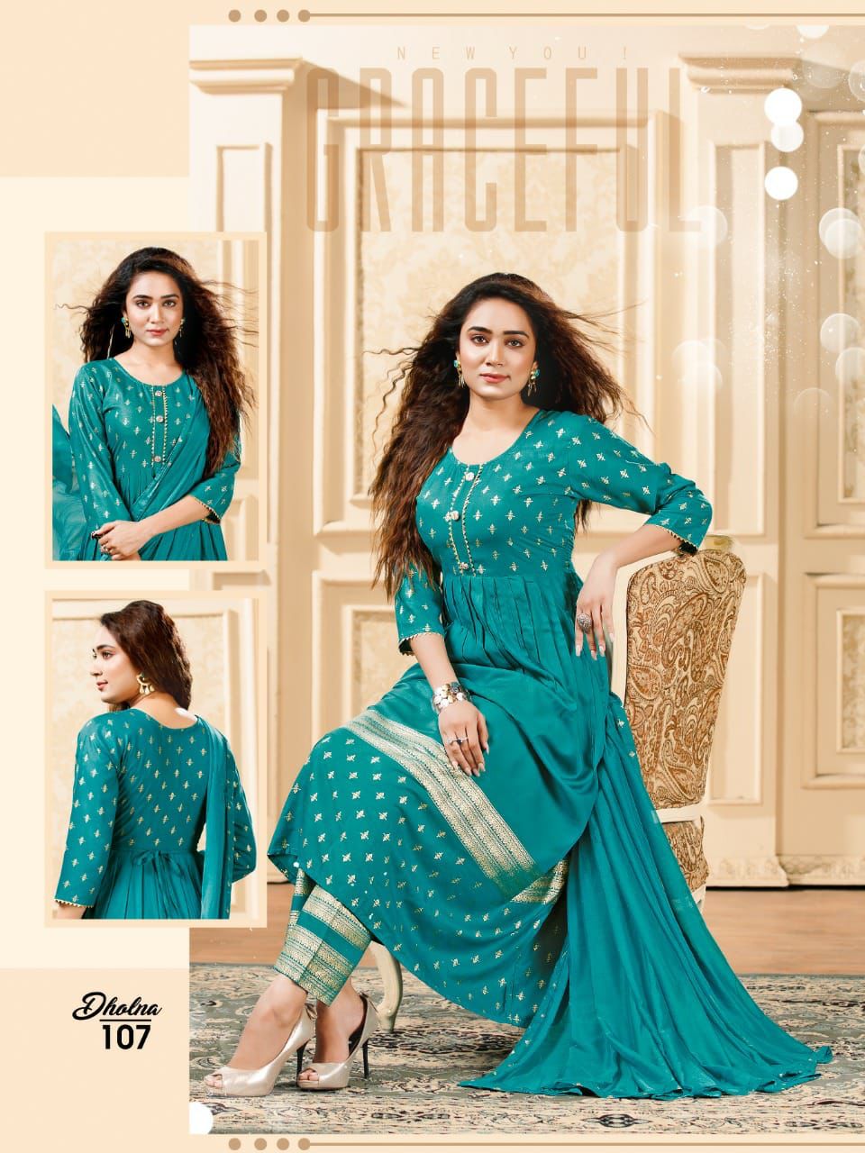 Beauty Queen Dholna Festive Wear Rayon Printed Ready Made Collection
